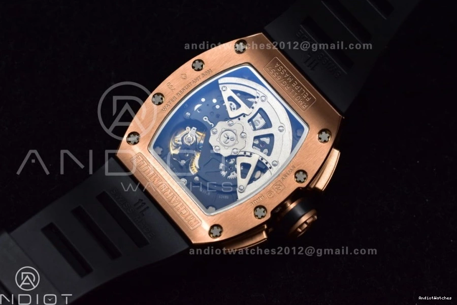 Strap Rubber Dial Best Chrono KVF RM011 1021 AllSeason Black A7750 RG on Black Edition Crystal V 1:1 1224